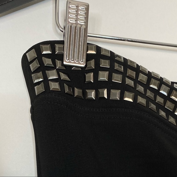 Black strapless Mini Party Dress studded details black - Picture 3 of 8